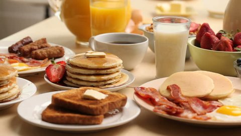Variety of breakfast foods