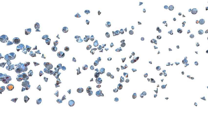 Diamonds Flying Particles against white