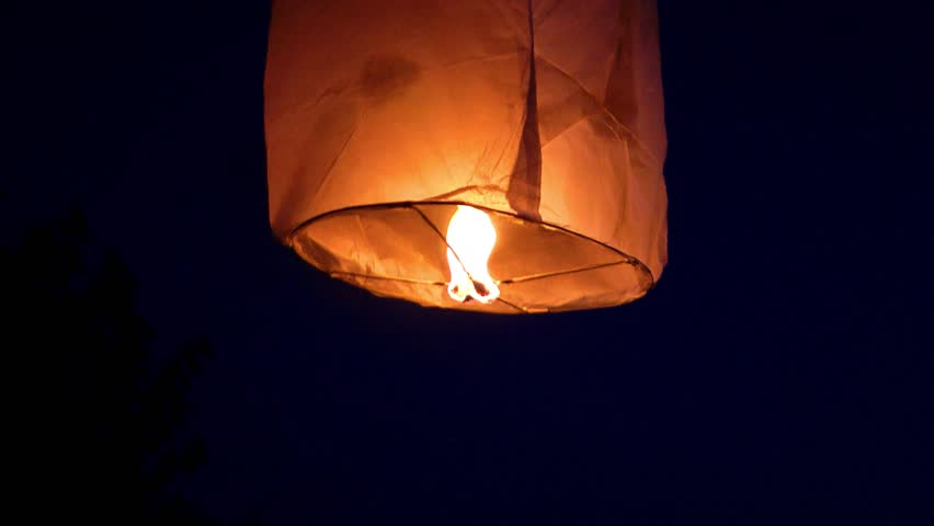 Chinese fire lantern flying way