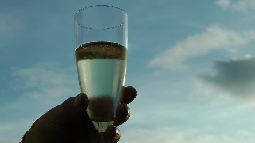 Toasting with a Glass of Champagne