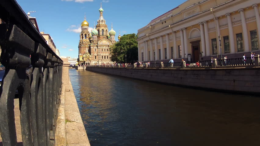 Russia. Saint-Petersburg. Sunny weather. Church of the Savior on Blood. The view