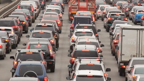 Car traffic jam on the highway  