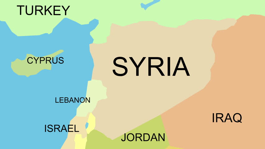Accurate Syria map with capital, cities, neighbors. Can be used with text