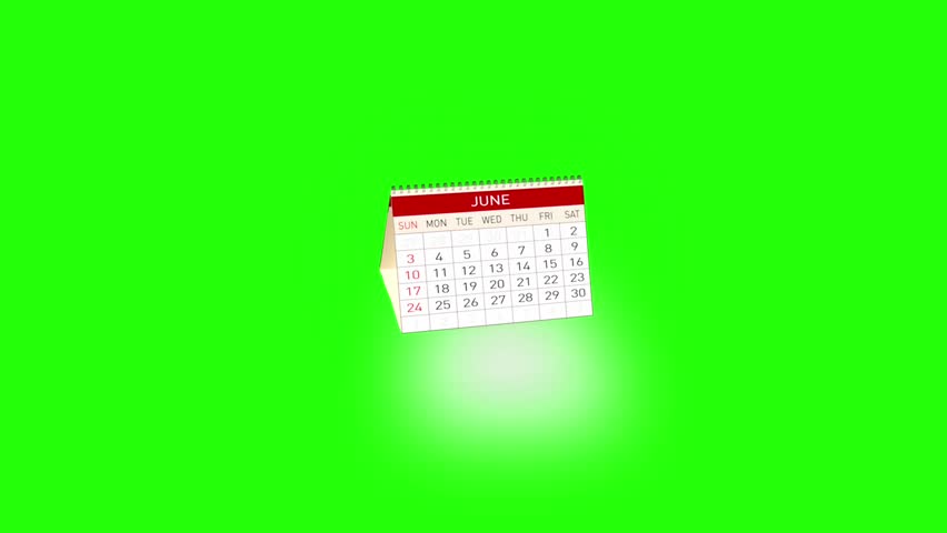 Turned over the calendar on white and green background