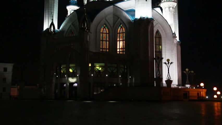 kul sharif mosque at night in kazan russia