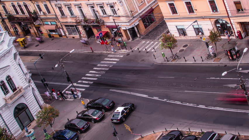 cars in intersection time lapse Cluj Napoca, Romania