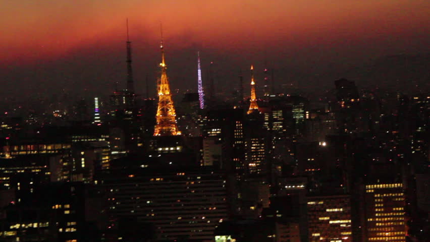 Sao Paulo Brazil city night skyline street aerial view dusk | Shutterstock HD Video #4578407