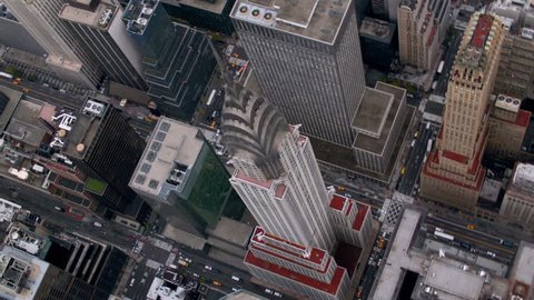 Aerial shot of Chrysler building and Manhattan skyscrapers