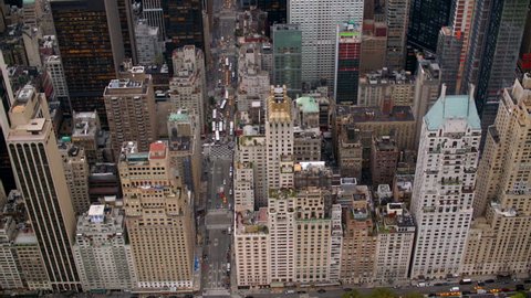New York City buildings, overhead aerial shot Stock Video