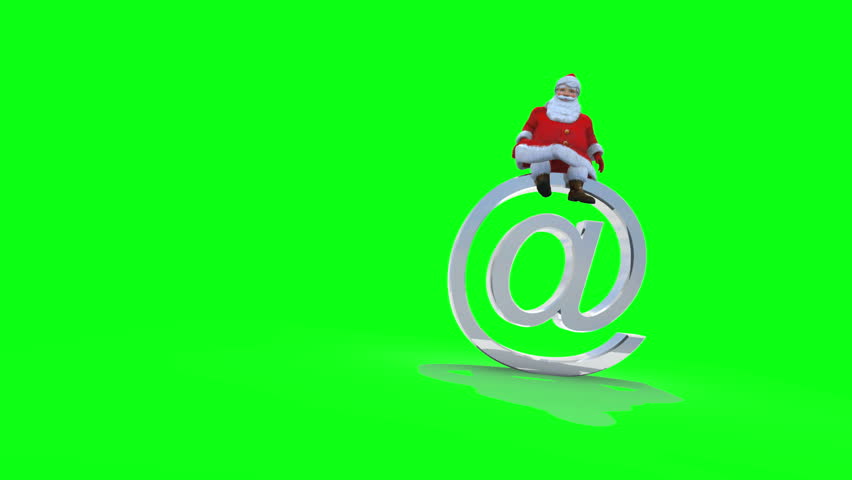Santa sits on top of a giant AT symbol version 2. Against green Loop.