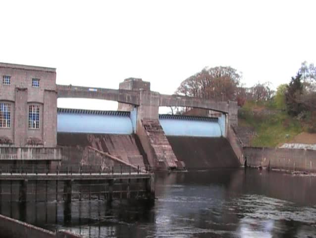small hydro electric dam and river