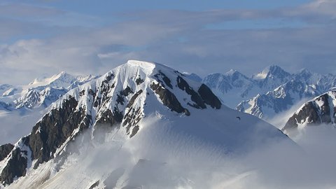 Alaska mountains and clouds, aerial shot