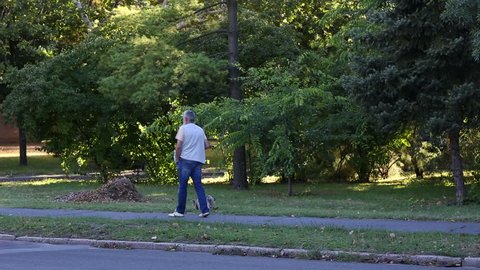 Man walking his dog