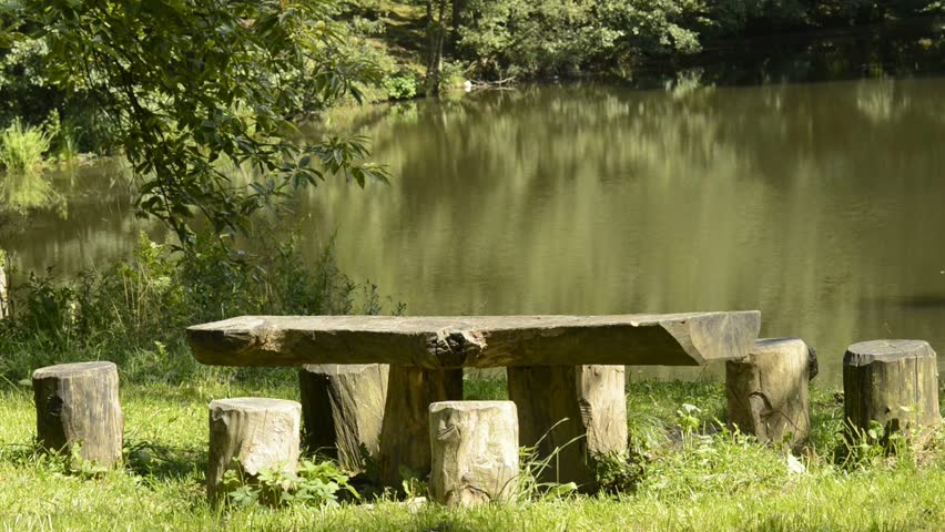 park bench at a lake