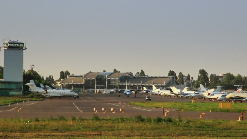 Evening atmosphere in a small airport