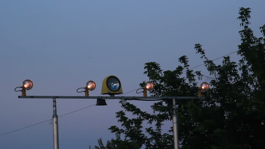 Signal light for planes at evening airport