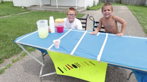Two boys running Lemonade stand