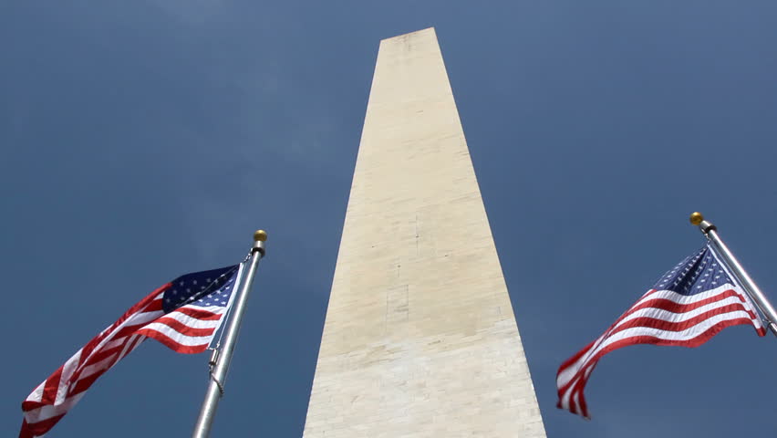 Washington Monument and flags