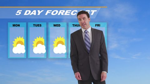 News weather man giving forecast