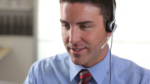 Customer Service Person Talking On Headset Stock Footage Video (100% ...