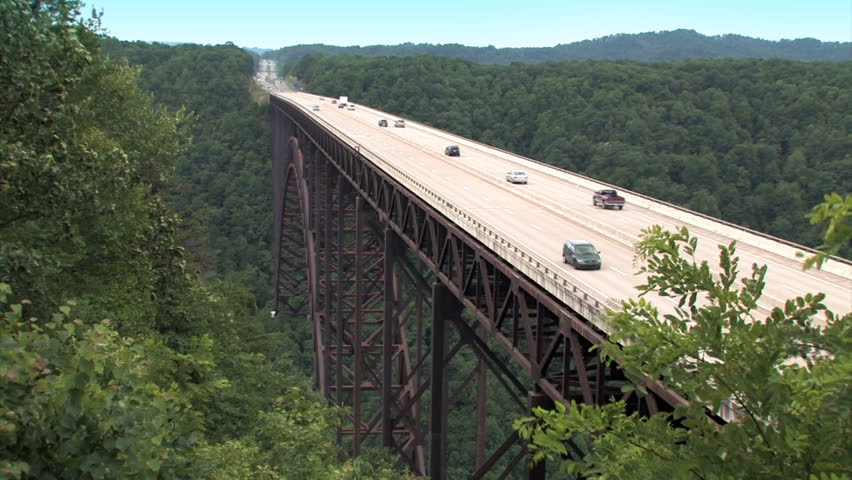 The New River Gorge Bridge spanning the New River. 