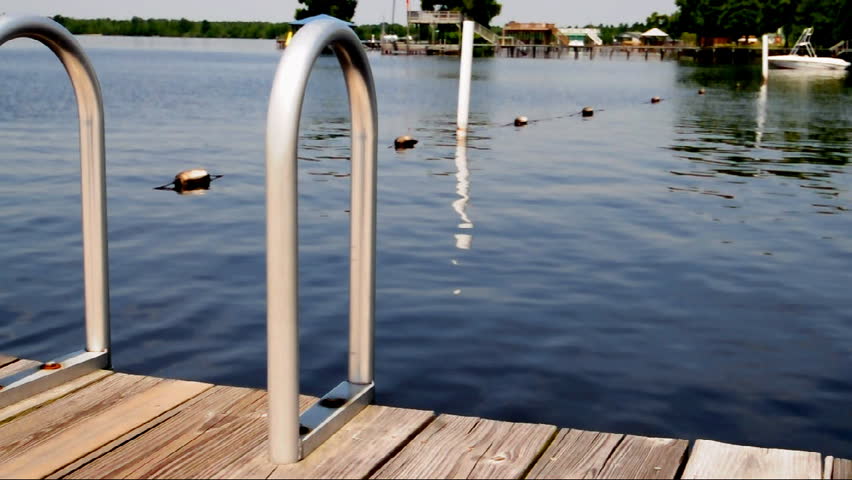 A ladder on a dock.