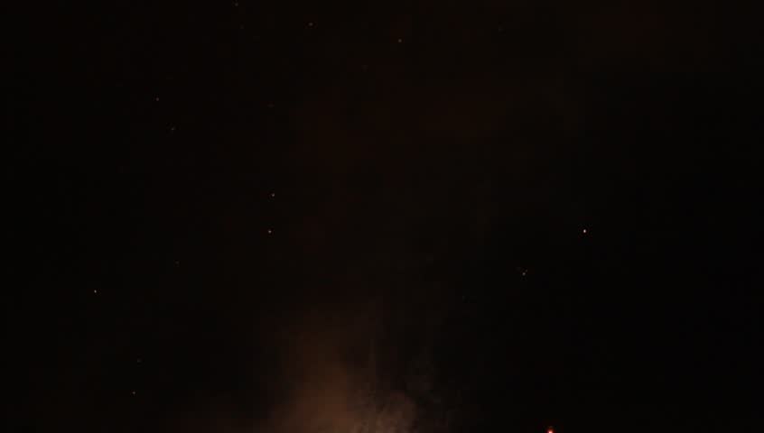 Amazing fireworks, full of fire and smoke. 