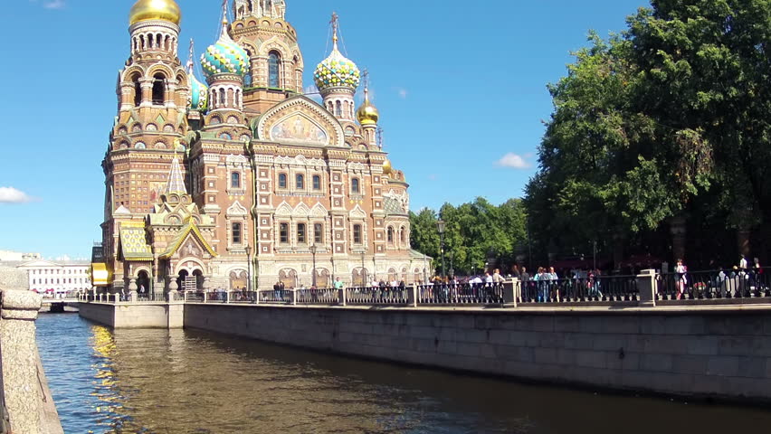 Russia. Saint-Petersburg. Sunny weather. Church of the Savior on Blood. The view