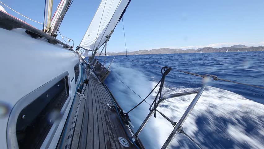 Yacht sailing on the sea (HD)