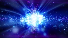 Abstract motion background, shining light, stars, particles, energy waves, seamless looping.