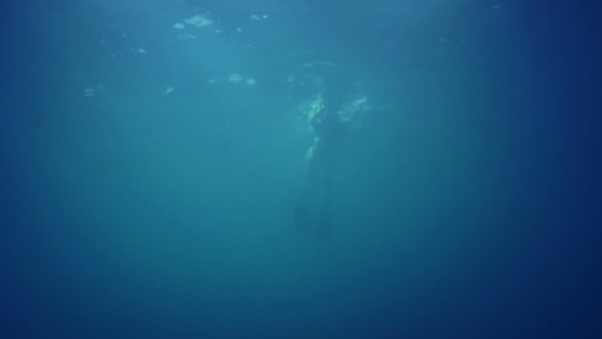 Woman underwater, diving, snorkel