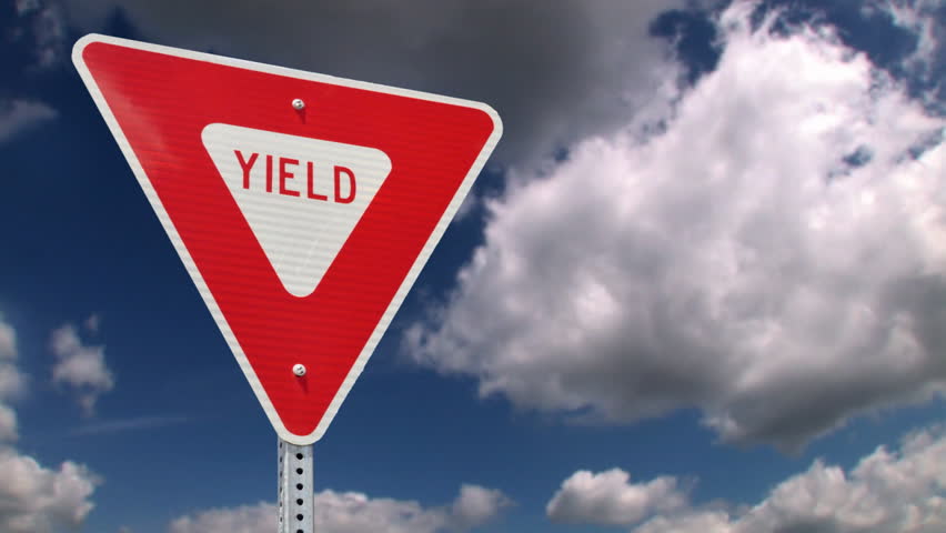 Yield road sign.