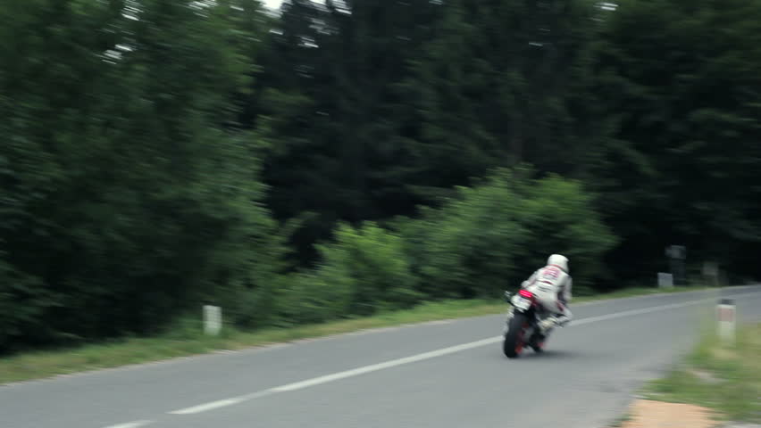Sport Motorcycle Cornering Uphill