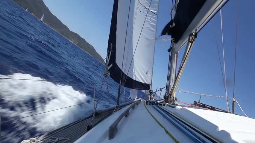 Sailing in Aegean Sea. Luxury yacht. (HD)