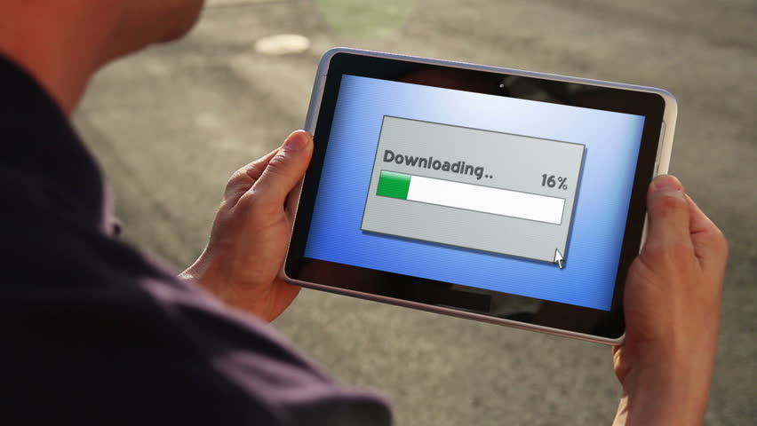 Downloading a file on a tablet PC.
