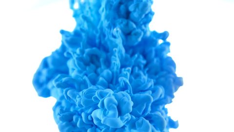 Blue ink dropped in water on white background shooting with high speed camera, phantom flex.