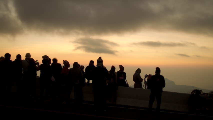 Tourists on national park in the morning, time-lapse.
