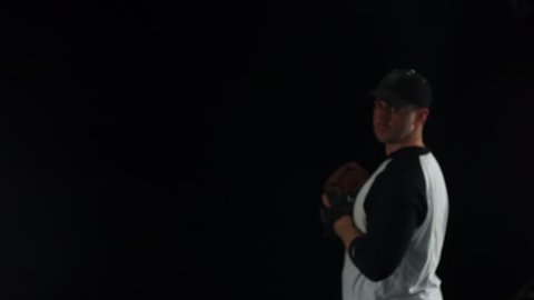 Baseball player pitching shooting with high speed camera, phantom flex.
