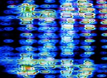 PAL - Video Background 2099: Abstract digital data forms pulse and flicker (Loop).