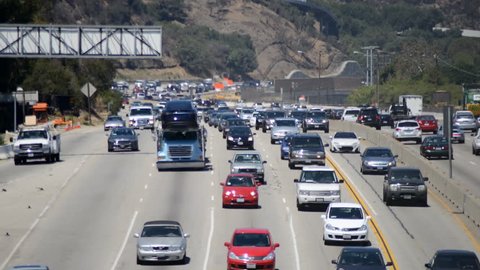 Time Lapse of Traffic on Busy Freeway in Los Angeles - Circa August 2013