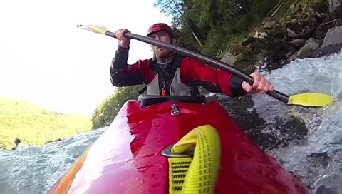 Whitewater kayaking, slow motion