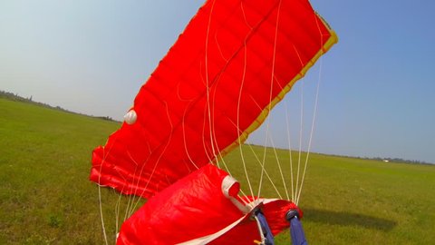 skydiver landing
video parachute jumps (skydiving) from a first-person