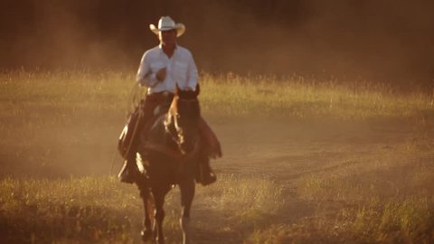 Portrait of cowboy on his horse 