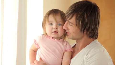 Portrait of father and young daughter Stockvideo