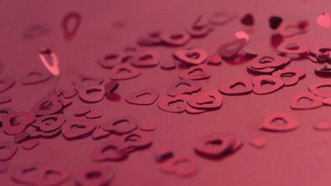 Valentine's Day confetti falling, slow motion Stock Video