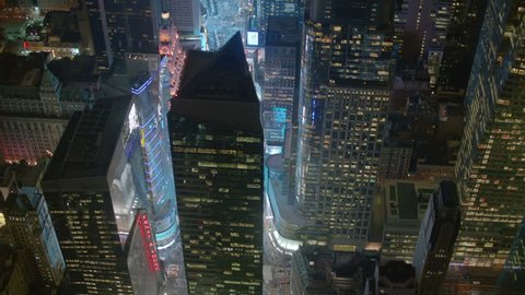 Aerial shot of New York at night 