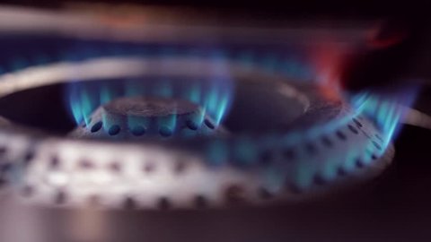 Gas fire burns