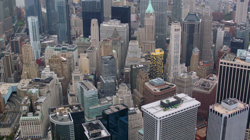Aerial shot of New York City financial district