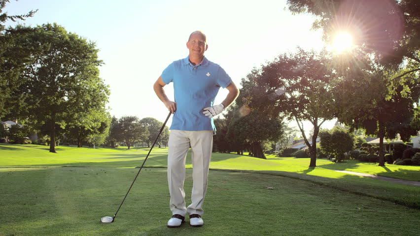 portrait golfer smiling into camera wide Stock Footage Video (100% ...