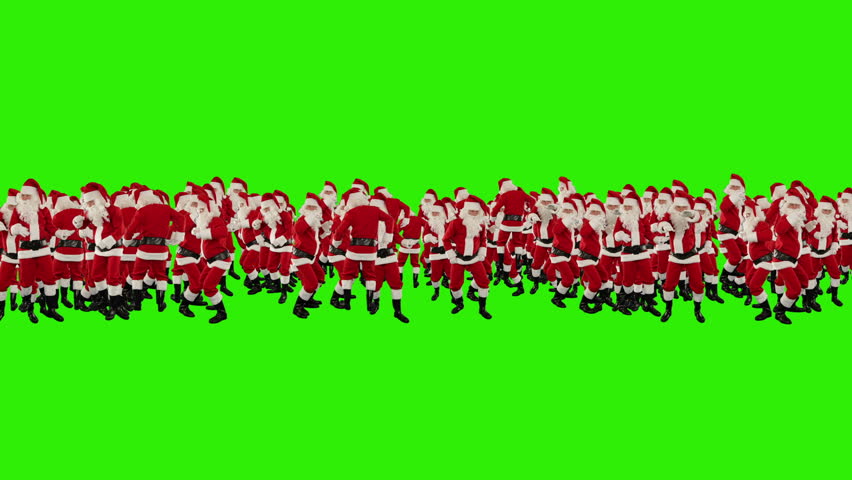 Santa Claus Crowd Dancing, Christmas Party 2013 Shape, Green Screen